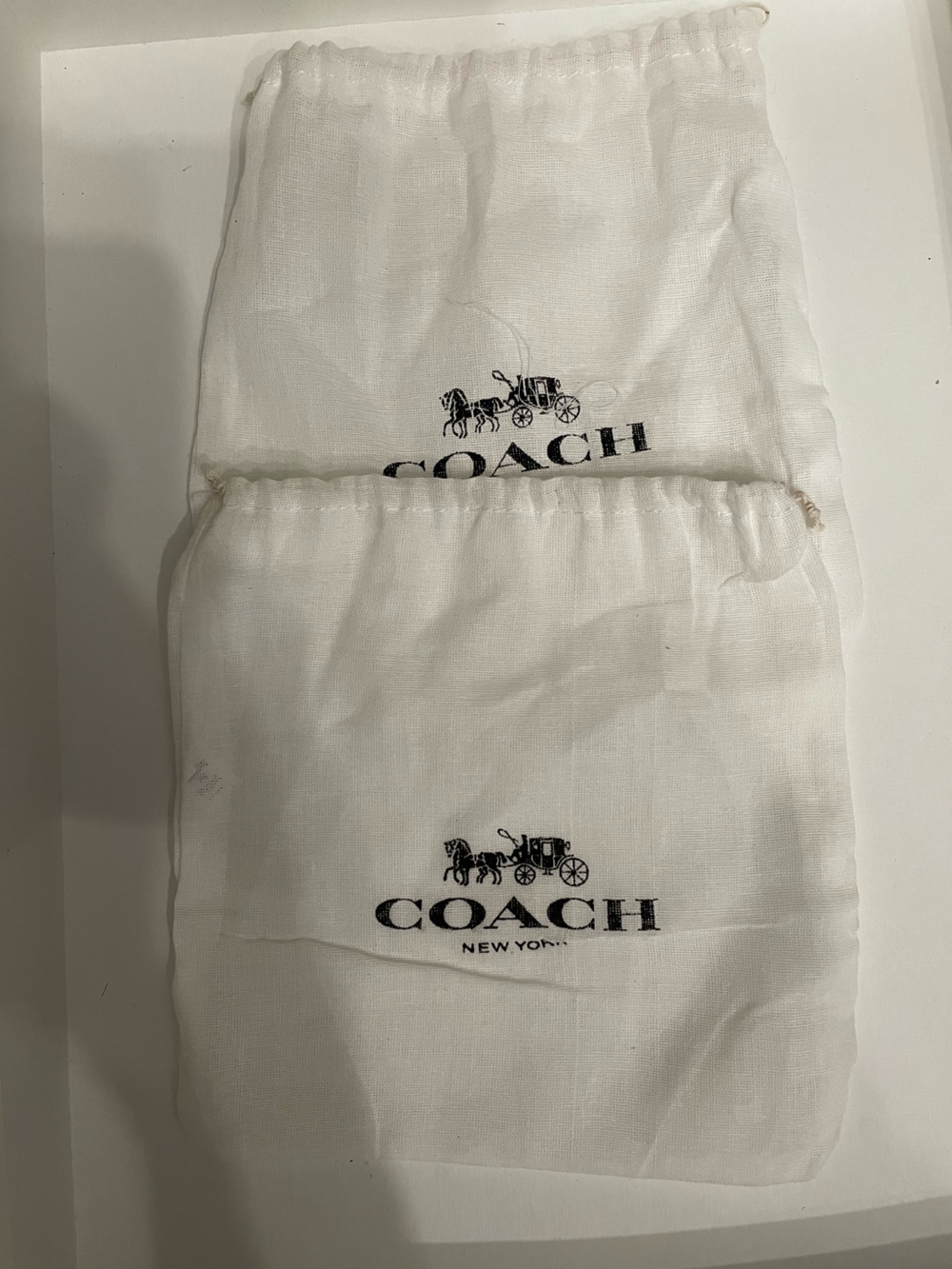 Coach White Drawstring Dust Bags  - Logo Print set of 2 new